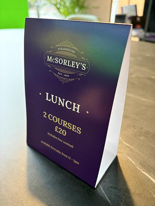 Printed table talker – example 1