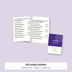 A5 leaflet folded to A6 event programme