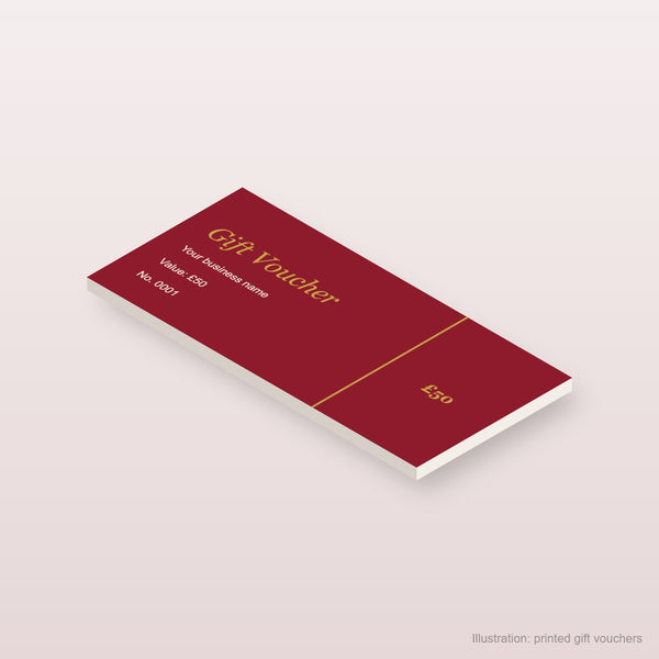 Illustration of printed DL gift vouchers