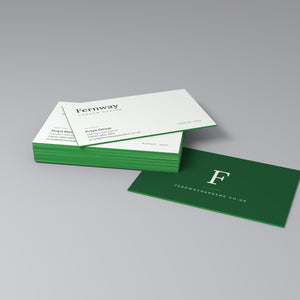700gsm soft touch business cards with green coloured edges