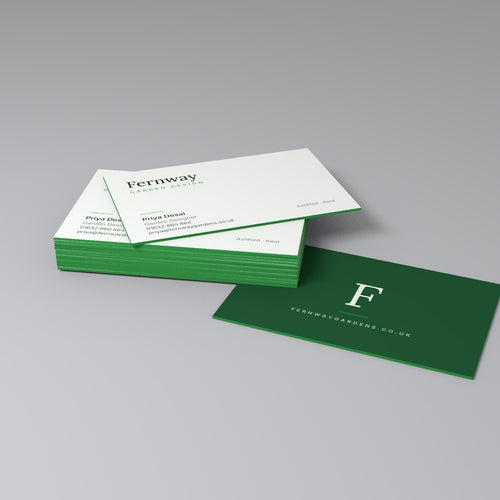 700gsm soft touch business cards with green coloured edges