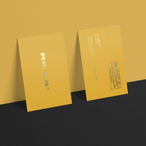 450gsm foiled business cards with optional coloured edges.