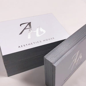 450gsm foiled business cards with optional coloured edges.